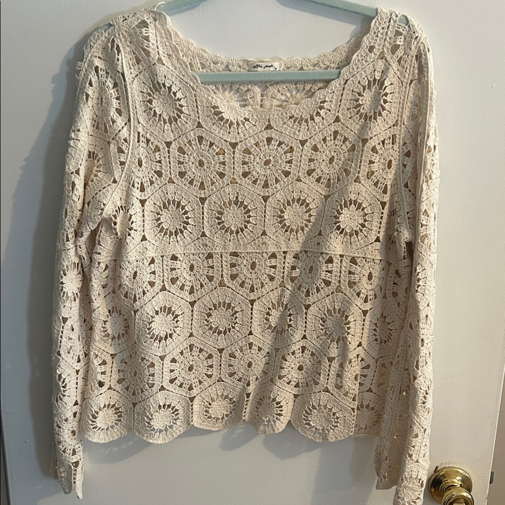 Ultra Pink Cream Crochet Blouse